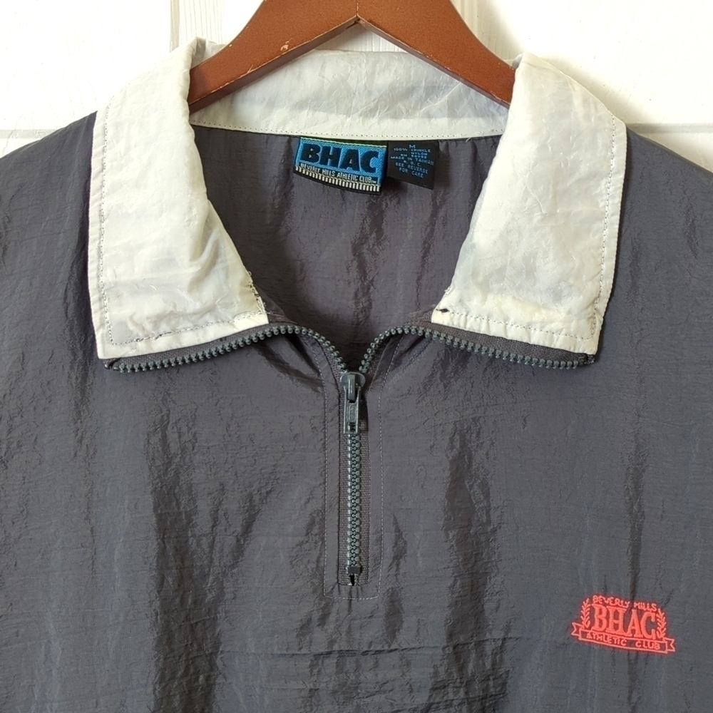Beverly Hills Athletic Club 80's Vintage Colorblock Pullover Windbreaker Gray M - Picture 2 of 12